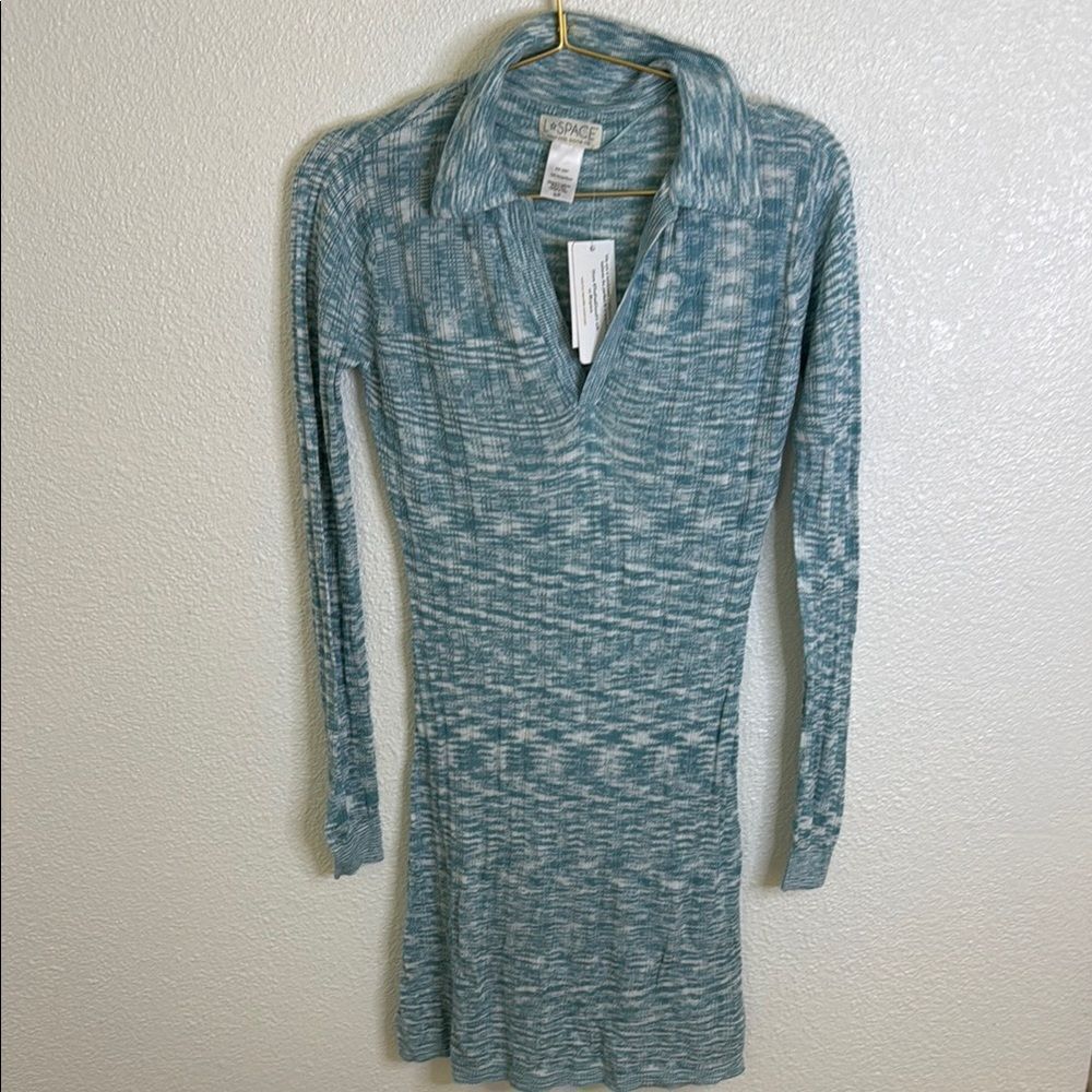 NWT- L Space- Heathered blue lightweight Knit Dress- Size small - Picture 2 of 7